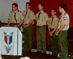 Other Eagle Scouts welcome a new colleague